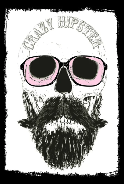 Crazy Hipster Man T-shirt Grafisk Design — Stock vektor