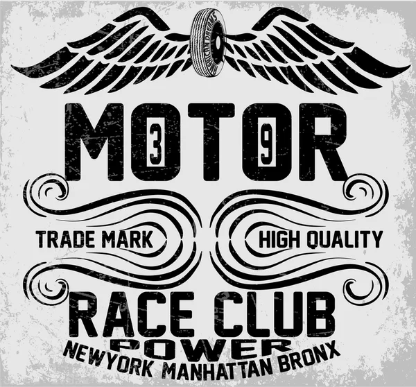 Newyork Manhattan Bronx Motorrad Typografie, T-Shirt Grafiken, — Stockvektor