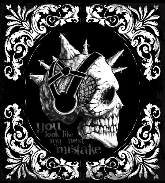 Vintage Skull T-shirt Design Gráfico — Vetor de Stock