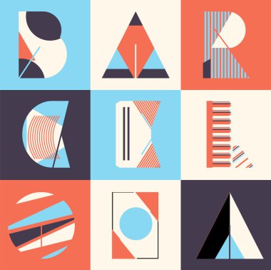 Barselona şehir, Modern T-shirt tipografi grafik, vektör Illus