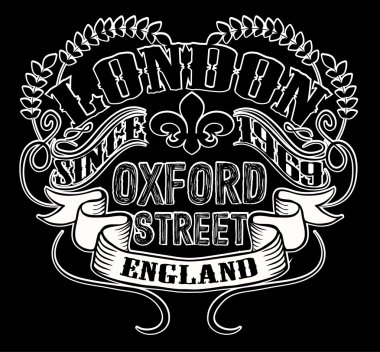 Londra tipografi, t-shirt grafik, vektörel çizimler