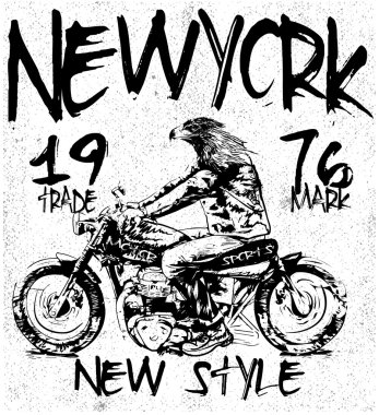 Vintage motosiklet t-shirt grafiği