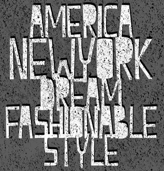 Amerika New York tipografi, t-shirt grafik, vektörel çizimler — Stok Vektör