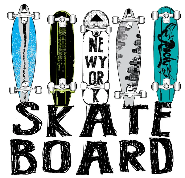 Skate board typography, t-shirt graphics, vectors — Stock Vector