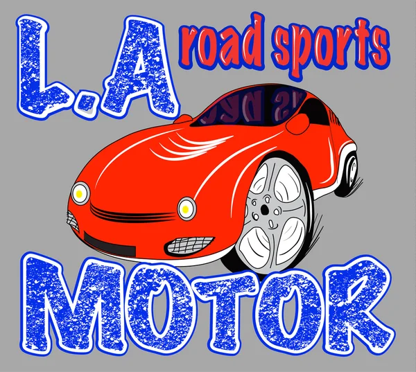 Sport auto illustratie, t-shirt afbeelding, sport, jongens — Stockvector