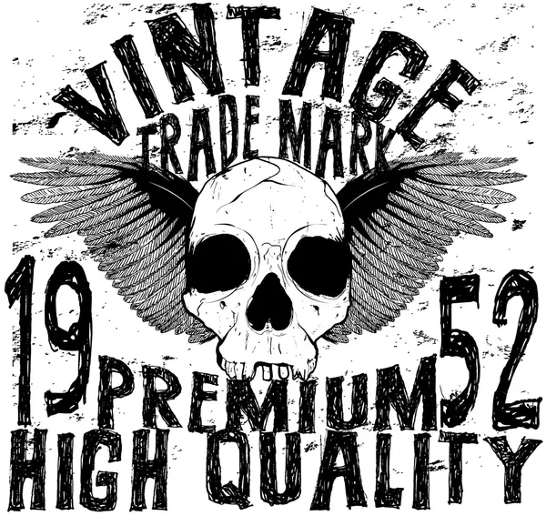 Vintage Skull T-shirt Design Gráfico — Vetor de Stock