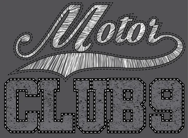 Vintage moto corrida mão desenho t-shirt impressão —  Vetores de Stock