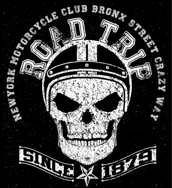 オートバイのスカル t シャツ グラフィック デザイン — ストックベクタ