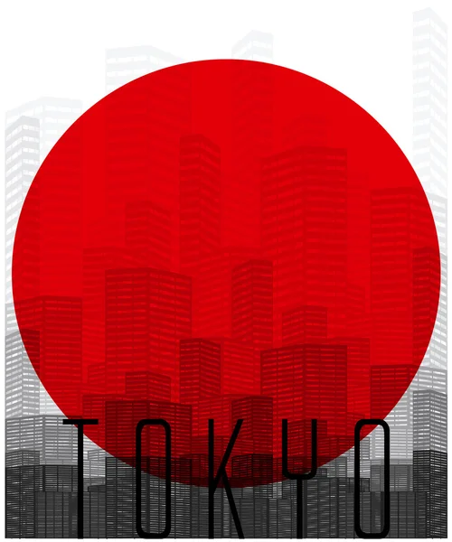 Kota Tokyo siluet - Stok Vektor