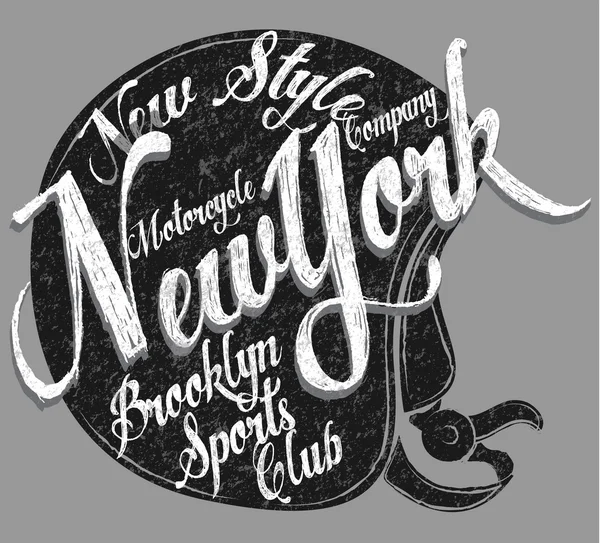 Motorcykel hjälm typografi New York Sports Club — Stock vektor