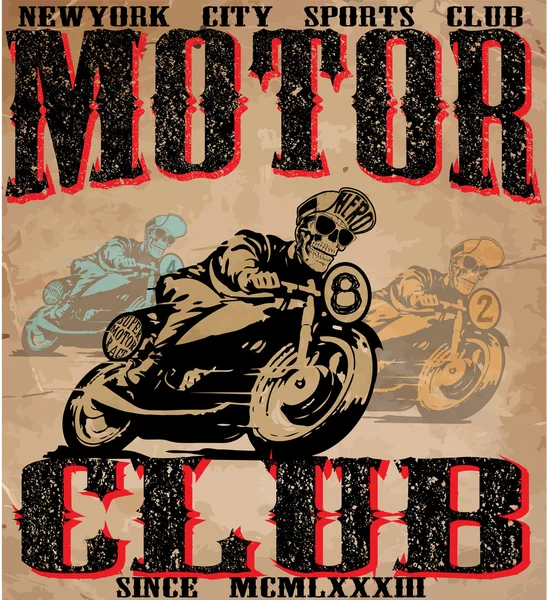 Motocicleta ilustración camiseta diseño gráfico — Vector de stock