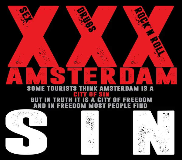 Tee gráfico Amsterdam City tipografía eslogan y diseño de póster — Archivo Imágenes Vectoriales