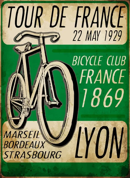 Illustration sketch bicycle tour de france poster vintage bike — Stock Vector