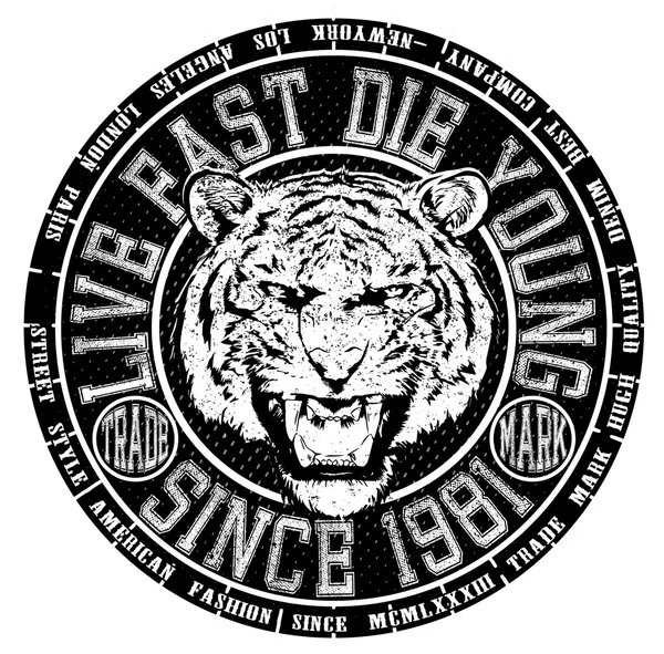 Tee графический дизайн животных логотип тигра — стоковый вектор