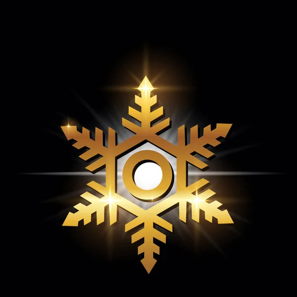 Golden Snowflake Illustration Sign — Vector de stoc