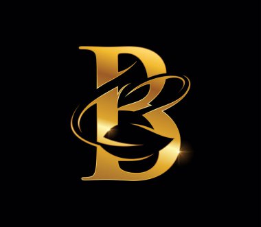 Altın Yaprak Monogramı İlk harf B