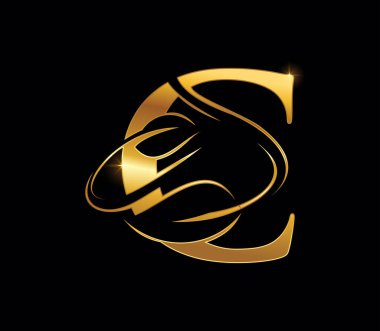 Altın Yaprak Monogramı İlk harf C