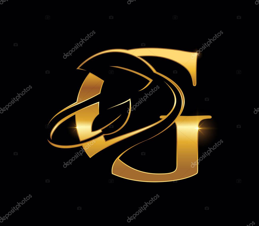 Golden Leaf Monogram Initial Letter G