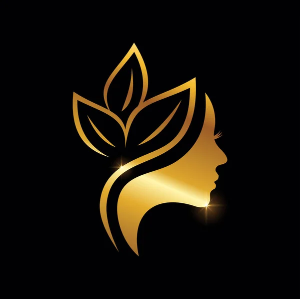 Altın Güzellik ve Yaprak Logosu İşareti 