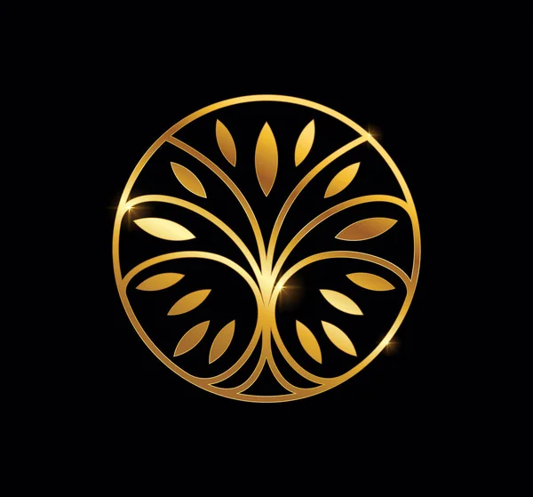 Logotipo Árvore Círculo Ouro — Vetor de Stock