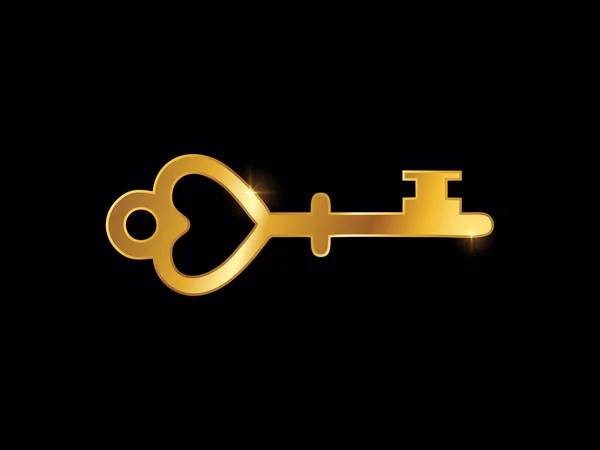 Golden Love Key Glyph Icon Love — Stockvector