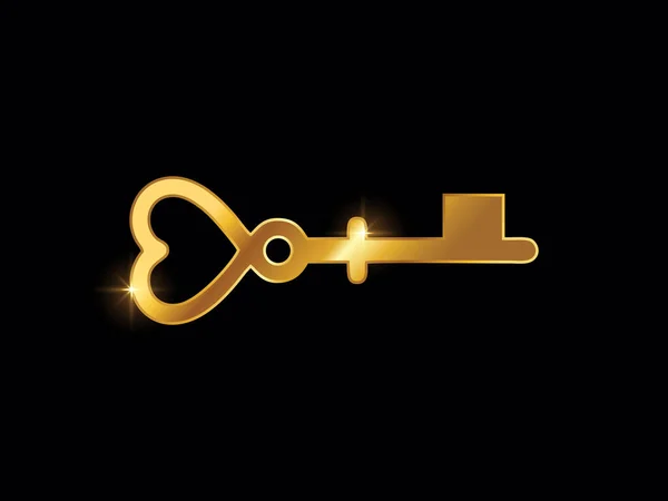 Golden Love Key Glyph Icon Love — 图库矢量图片