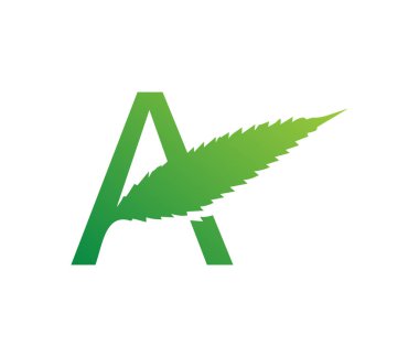 Monogram İlk İlaç kenevir yaprağı harfi A