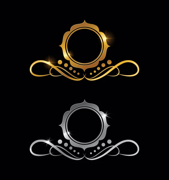Золотий Срібний Старовинний Логотип Рамка — стоковий вектор