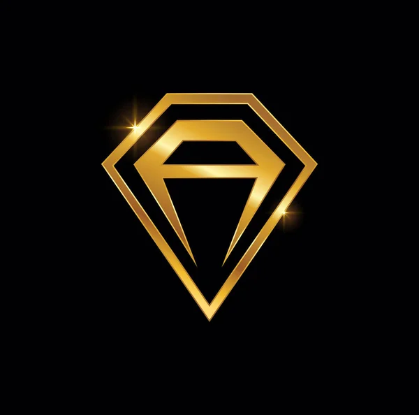 Monograma Diamante Dourado Carta Inicial —  Vetores de Stock