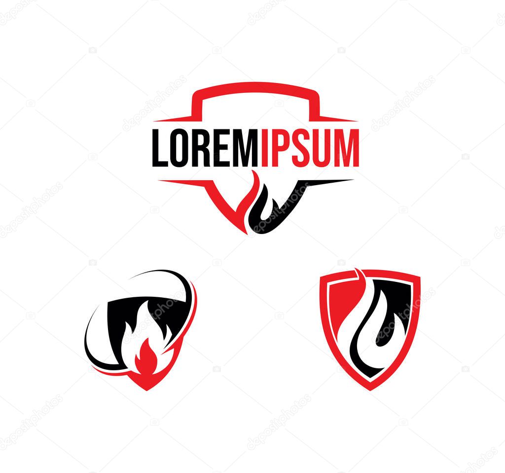 Fire and Shield Vector Sign