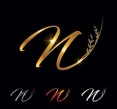 Altın Harf N Monogram İlk İşaret