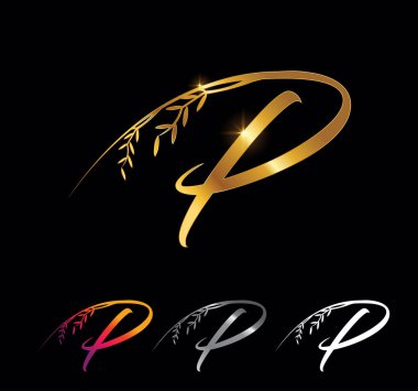 Altın Harf P Monogram İlk İşaret