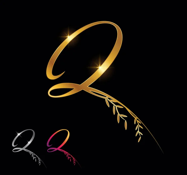 Altın Harf Q Monogram İlk İşaret