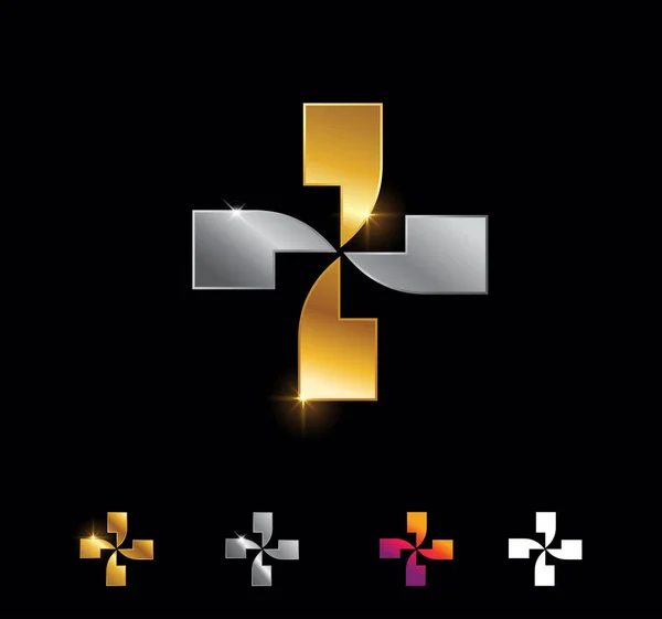 Знак Золотого Срібного Хреста — стоковий вектор