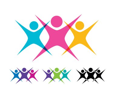 Basit insanlar çok renkli vektör işareti