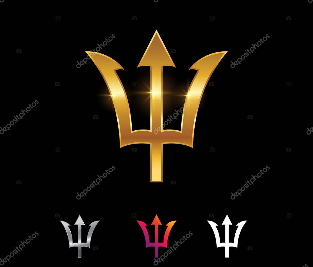 Golden Trident Vector Sign