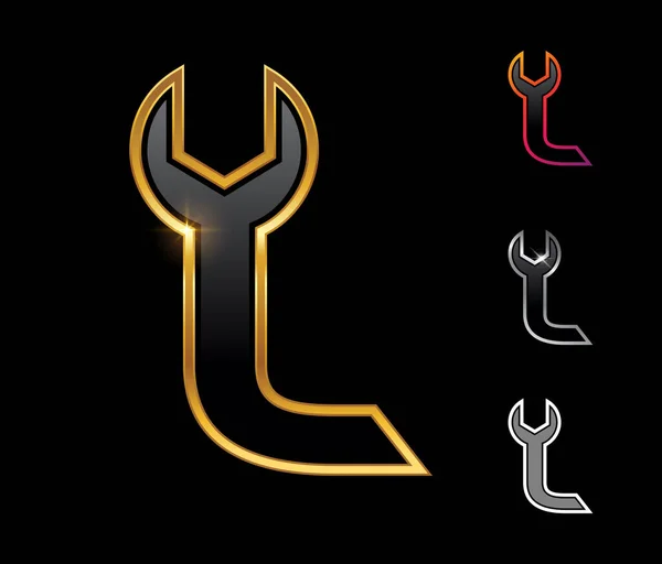 Golden Mechanic Monogram Logo Letter — Stockový vektor