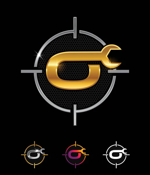 Goldenes Mechanisches Monogramm Logo Buchstabe — Stockvektor