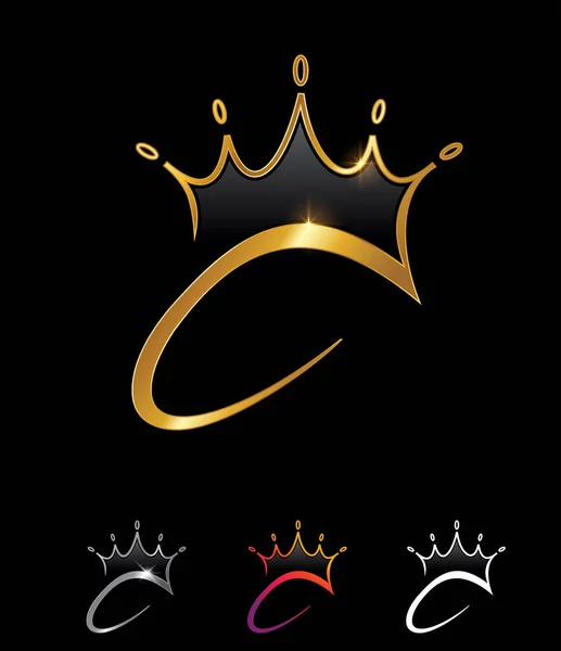 Golden Monogram Crown Initial Letter — Stock Vector