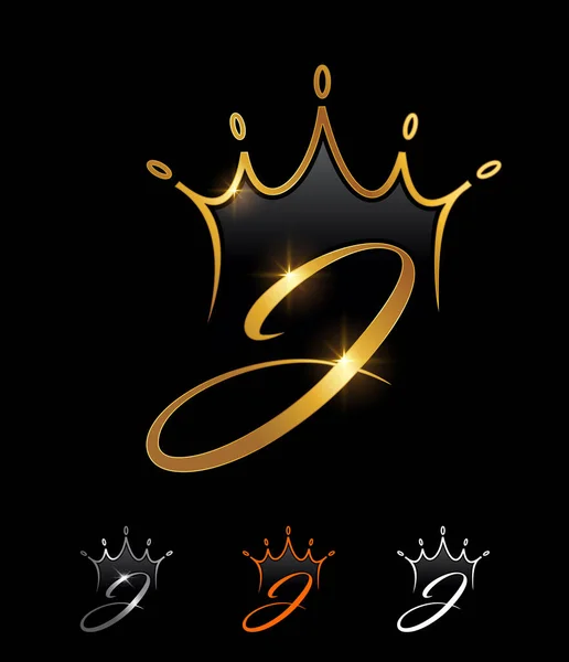 Golden Mongram Crown Initial Letter — 스톡 벡터