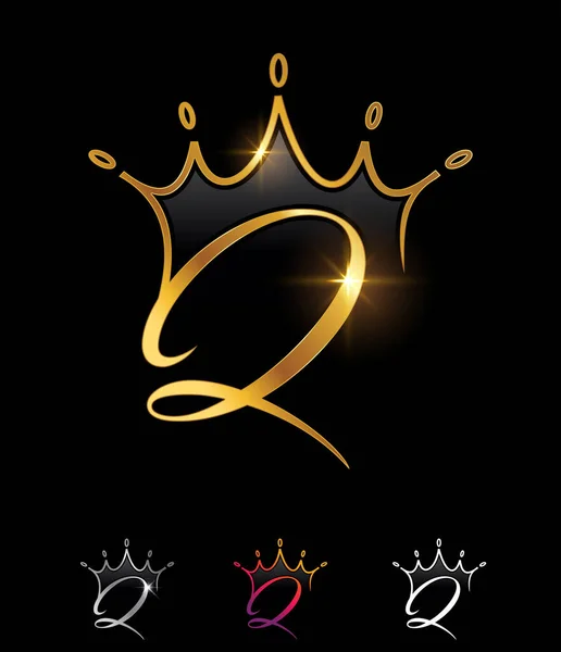 Couronne Monogramme Doré Lettre Initiale — Image vectorielle