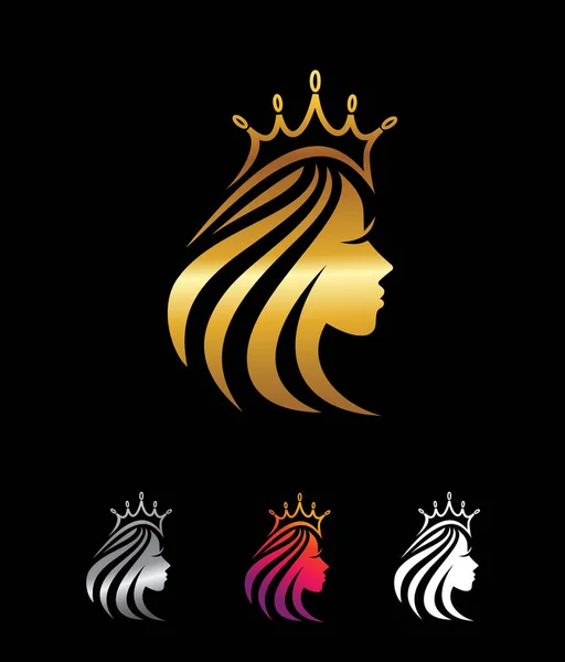 黄金の王冠と美容ベクトルサイン — ストックベクタ