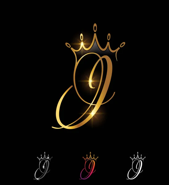 Golden Monogram Initial Crown Letter — 스톡 벡터