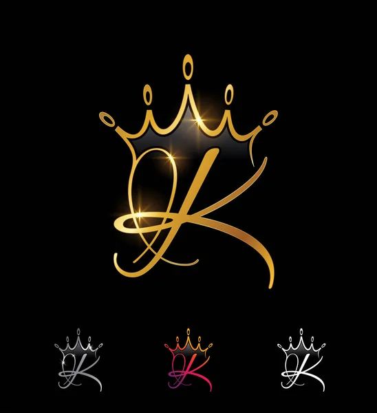 Golden Mongram Crown Initial Letter — 스톡 벡터