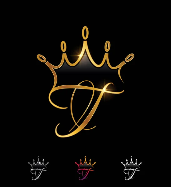 Golden Monogram Crown Eredeti Levele — Stock Vector