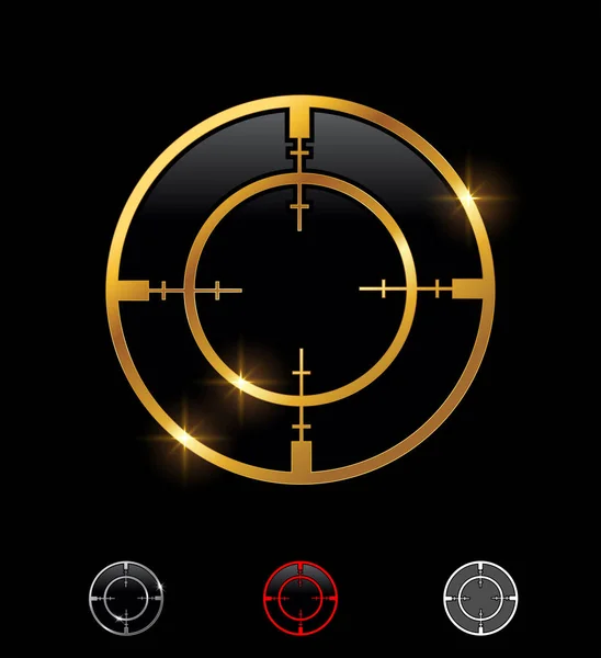 Goldenes Fadenkreuz Zielfernrohr Zeichen — Stockvektor