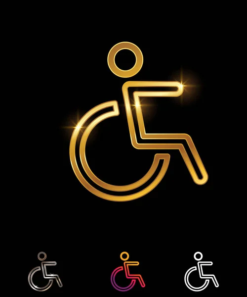 Golden Disabled Wheelchair Vector Sign — Vetor de Stock