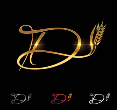 Altın Buğday ve Tahıl Monogramı Baş harfleri D