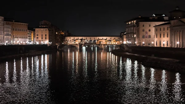 Vista Ponte Vecchio Illumina Notte Firenze — Foto Stock