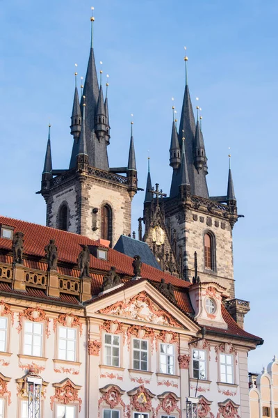 Prag Katedrali Eski Şehir Meydanı Ndan Görüldü — Stok fotoğraf